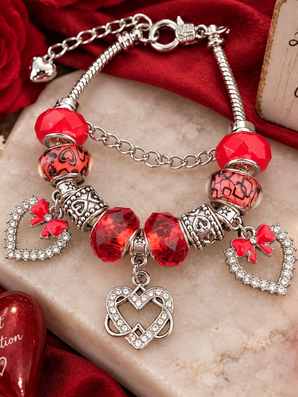 ❤️Crimson Heart Romance Bracelet ❤️ Hand Crafted